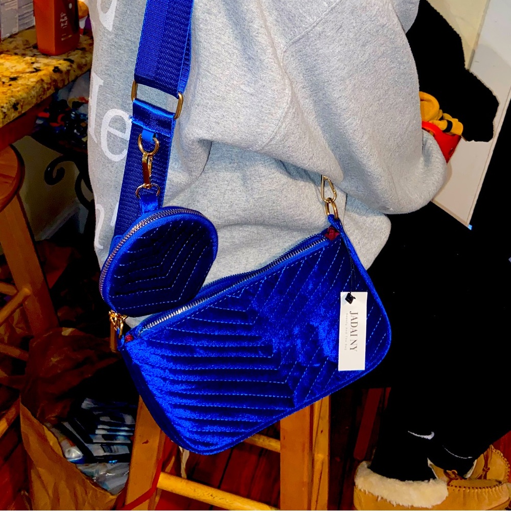 Blue Suede Crossbody Bag